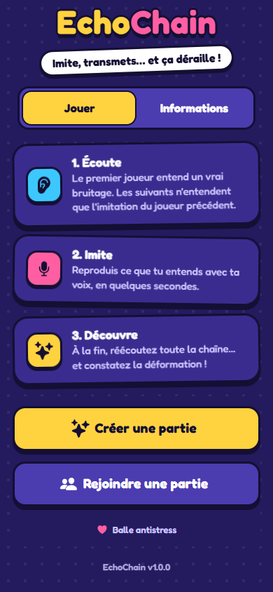 Aperçu de EchoChain sur mobile